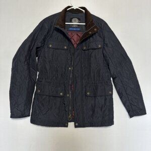 Vince Camuto Dark Navy Diamond Quilted Puffer Jacket Size Small Corduroy Collar